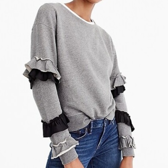 J. Crew Tops - J. CREW Ruffle Sleeve Sweatshirt